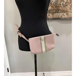 Michael Kors Belt Bag Womens Small Pink Logo Stripe MK Fanny Pack Waist Bag